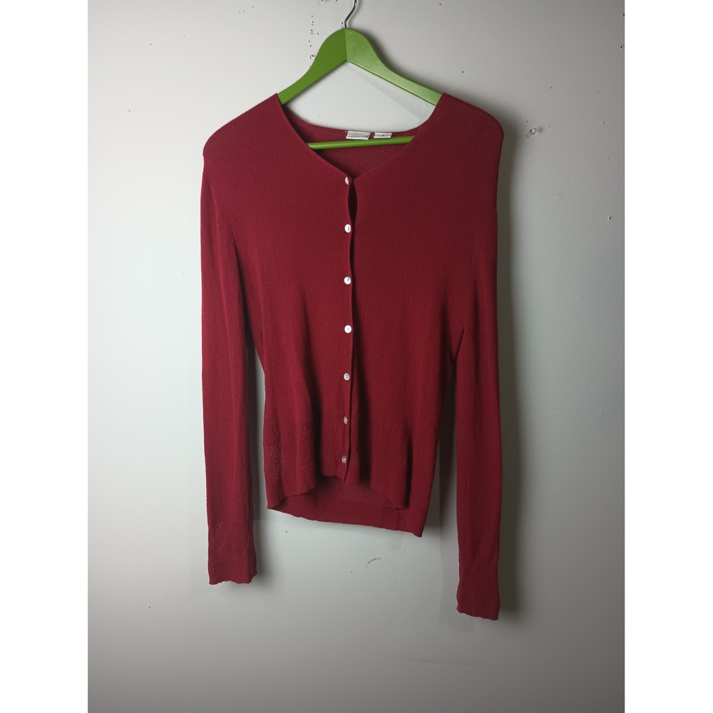 Vintage Merona Y2K Red Button‎ Up Knit Cardigan Sweater Womens Medium